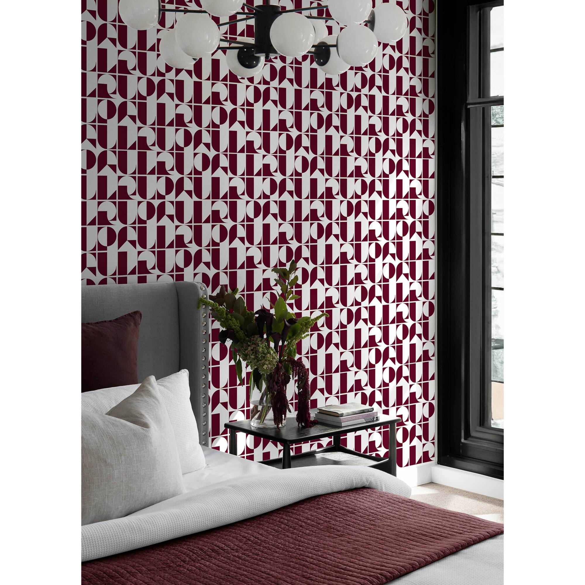 RuPaul RuDeco Oxblood Red Peel & Stick Wallpaper